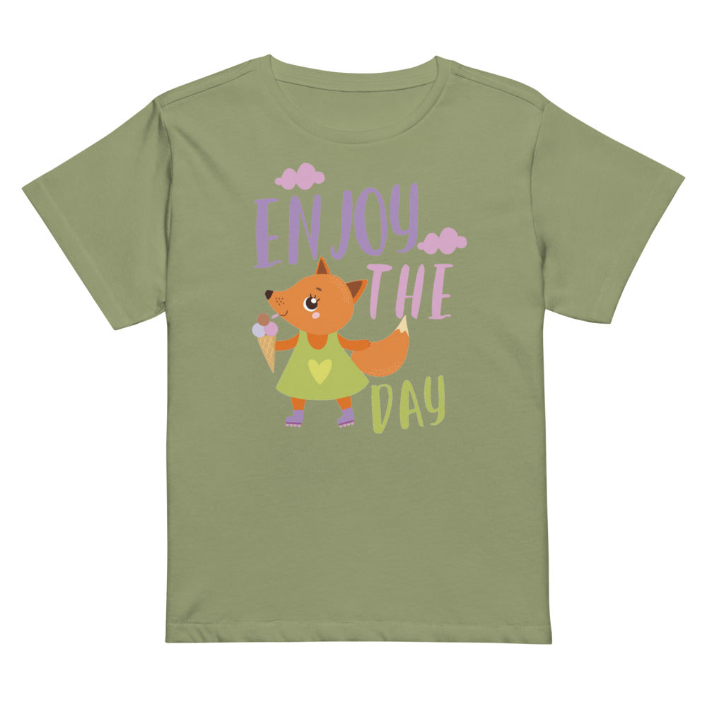 Orange fox - Ẹnoy the day | Women's High-Waisted Tee | Cotton Heritage OW1086