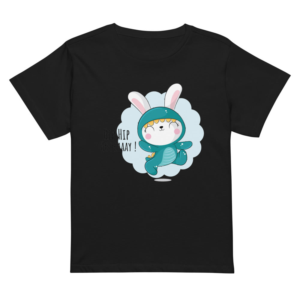 Green rabbit - HIP HIP HOORAAAY | Women's High-Waisted Tee | Cotton Heritage OW1086