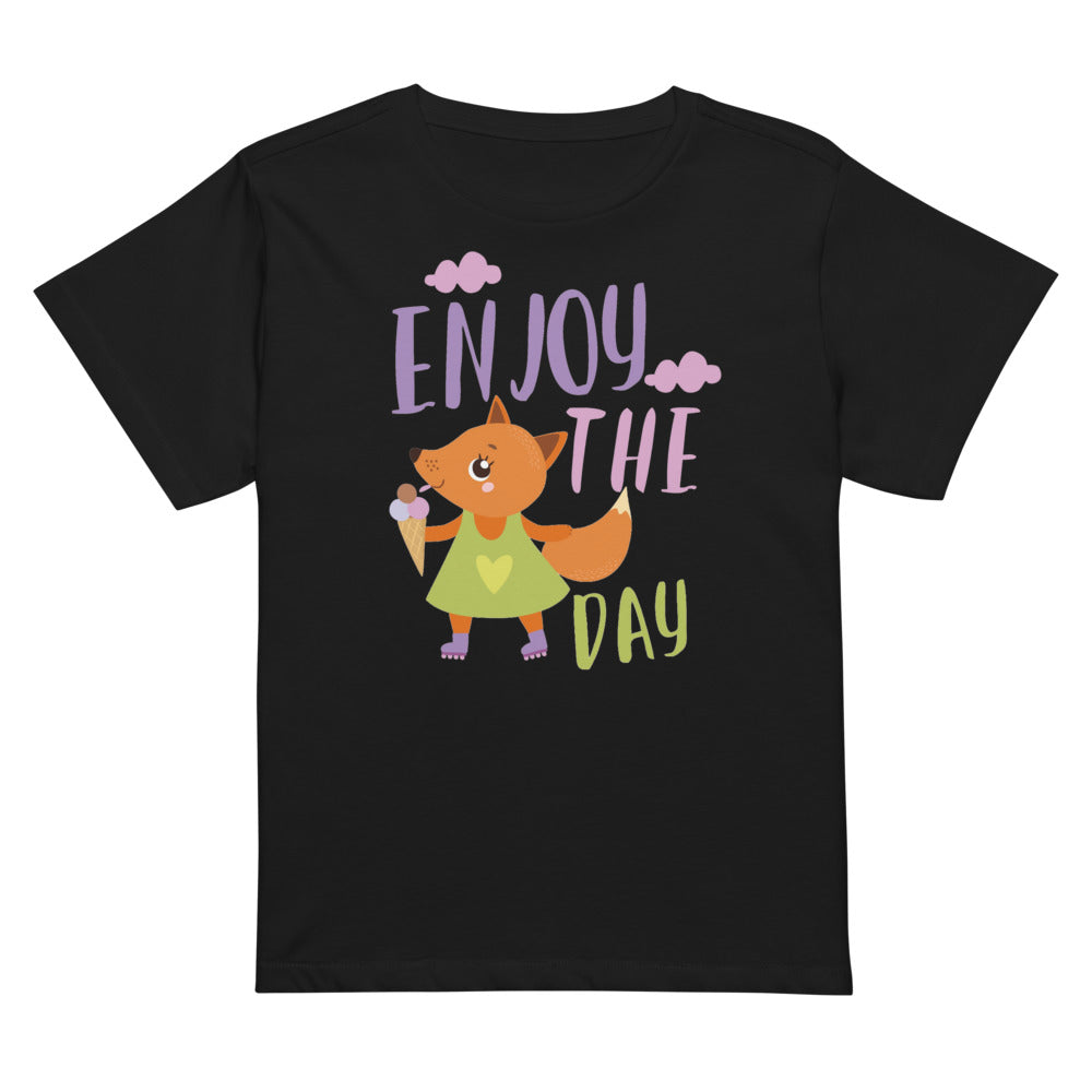 Orange fox - Ẹnoy the day | Women's High-Waisted Tee | Cotton Heritage OW1086