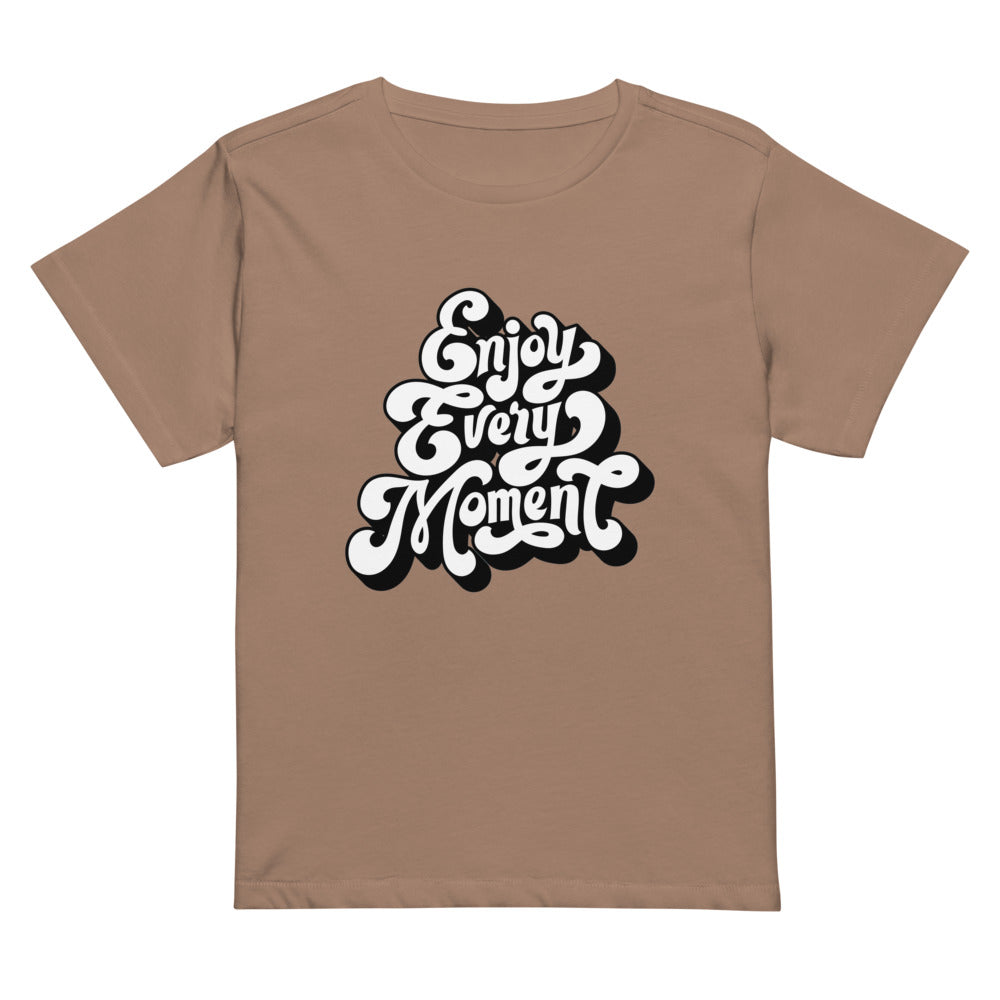 Enjoy every moments white | Women's High-Waisted Tee | Cotton Heritage OW1086