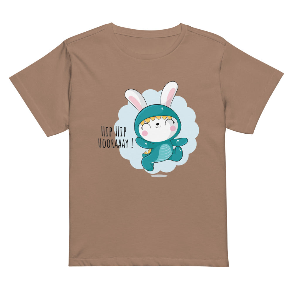 Green rabbit - HIP HIP HOORAAAY | Women's High-Waisted Tee | Cotton Heritage OW1086