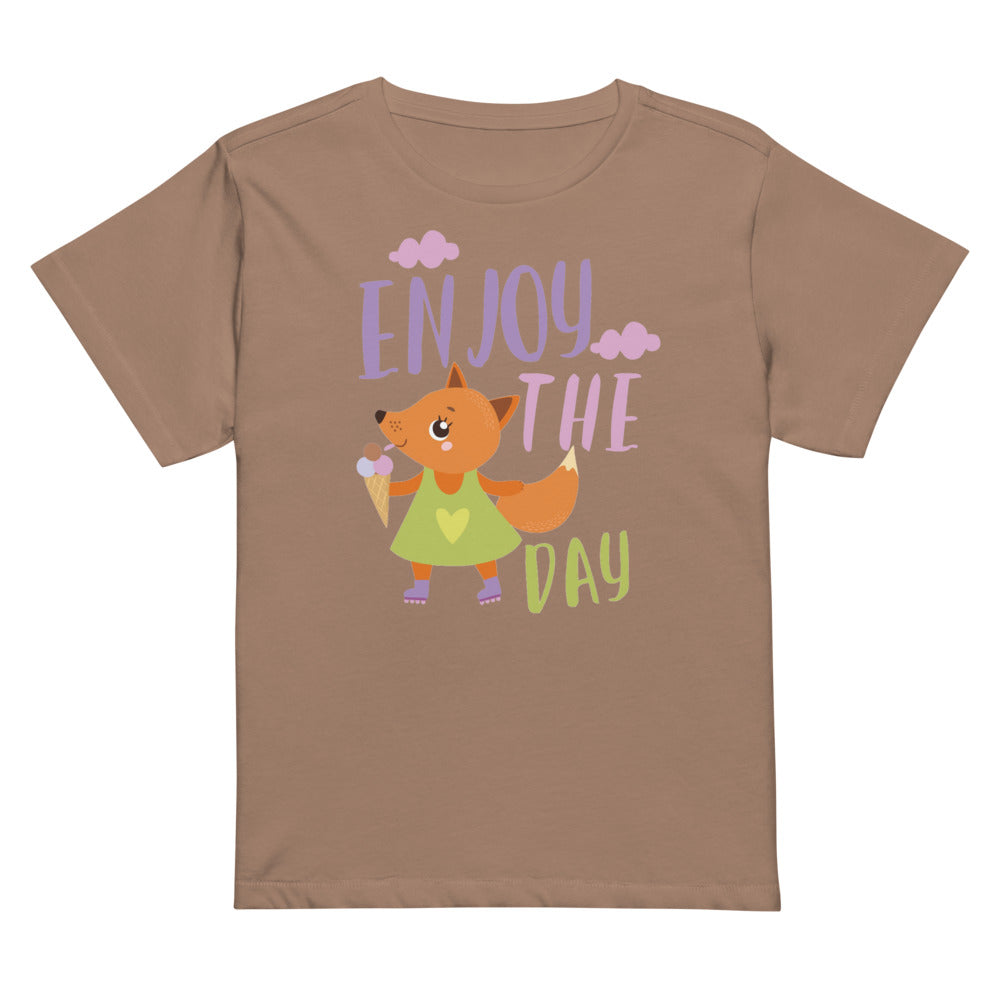 Orange fox - Ẹnoy the day | Women's High-Waisted Tee | Cotton Heritage OW1086