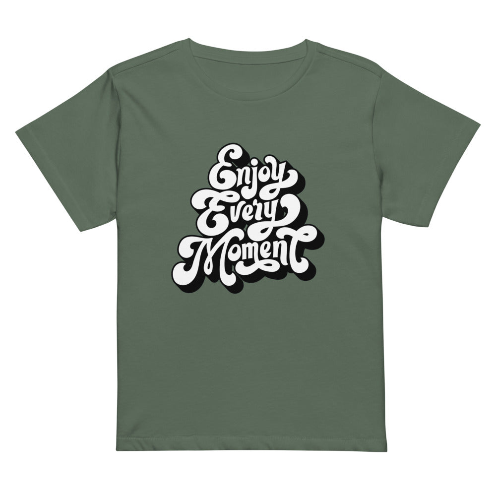 Enjoy every moments white | Women's High-Waisted Tee | Cotton Heritage OW1086