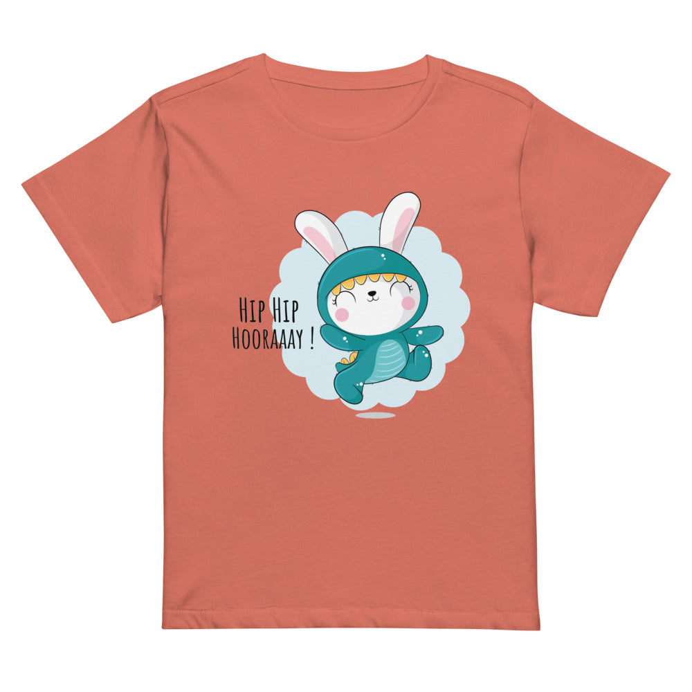 Green rabbit - HIP HIP HOORAAAY | Women's High-Waisted Tee | Cotton Heritage OW1086