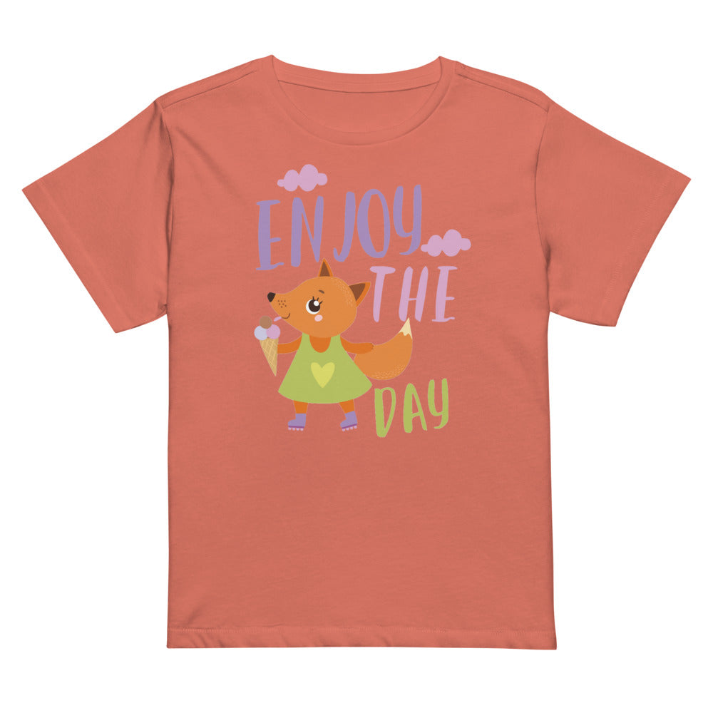 Orange fox - Ẹnoy the day | Women's High-Waisted Tee | Cotton Heritage OW1086