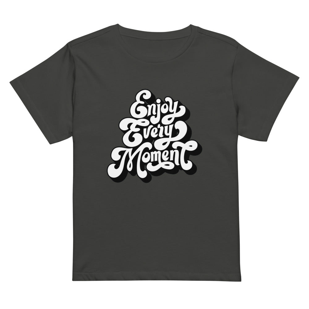 Enjoy every moments white | Women's High-Waisted Tee | Cotton Heritage OW1086
