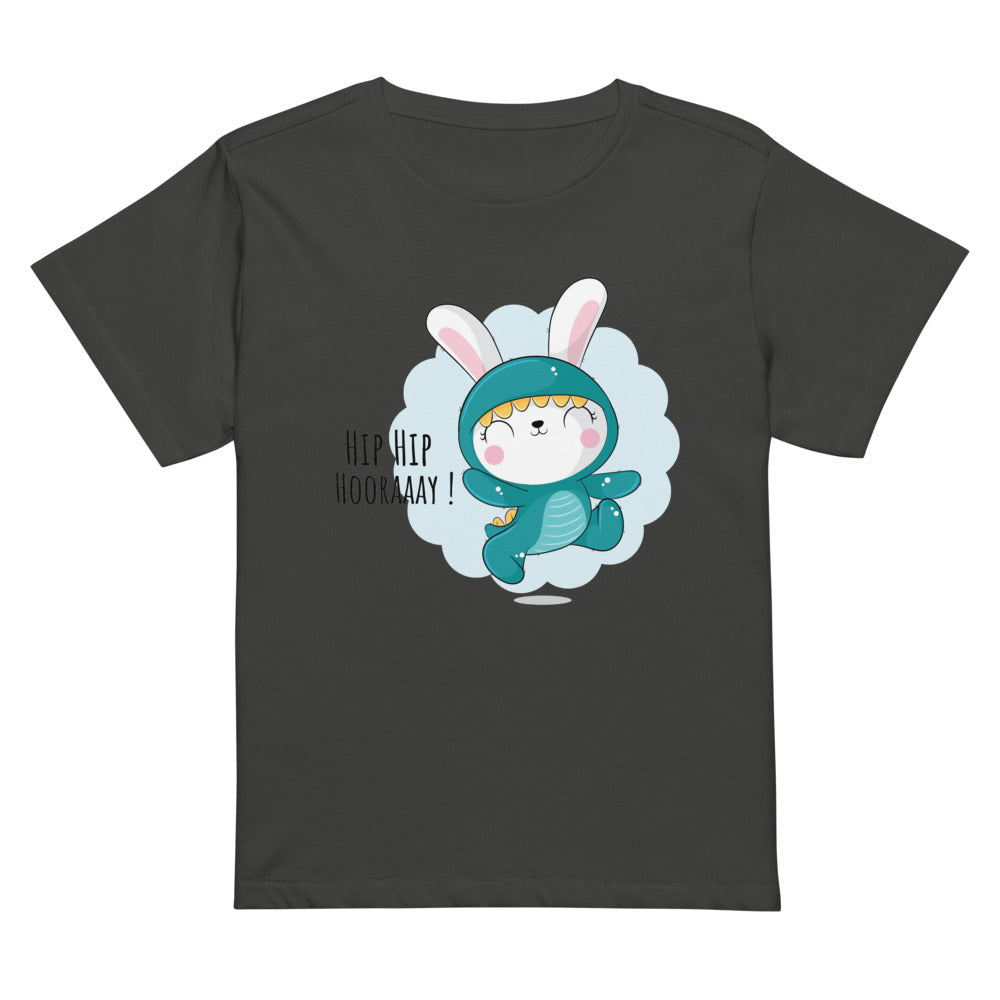 Green rabbit - HIP HIP HOORAAAY | Women's High-Waisted Tee | Cotton Heritage OW1086