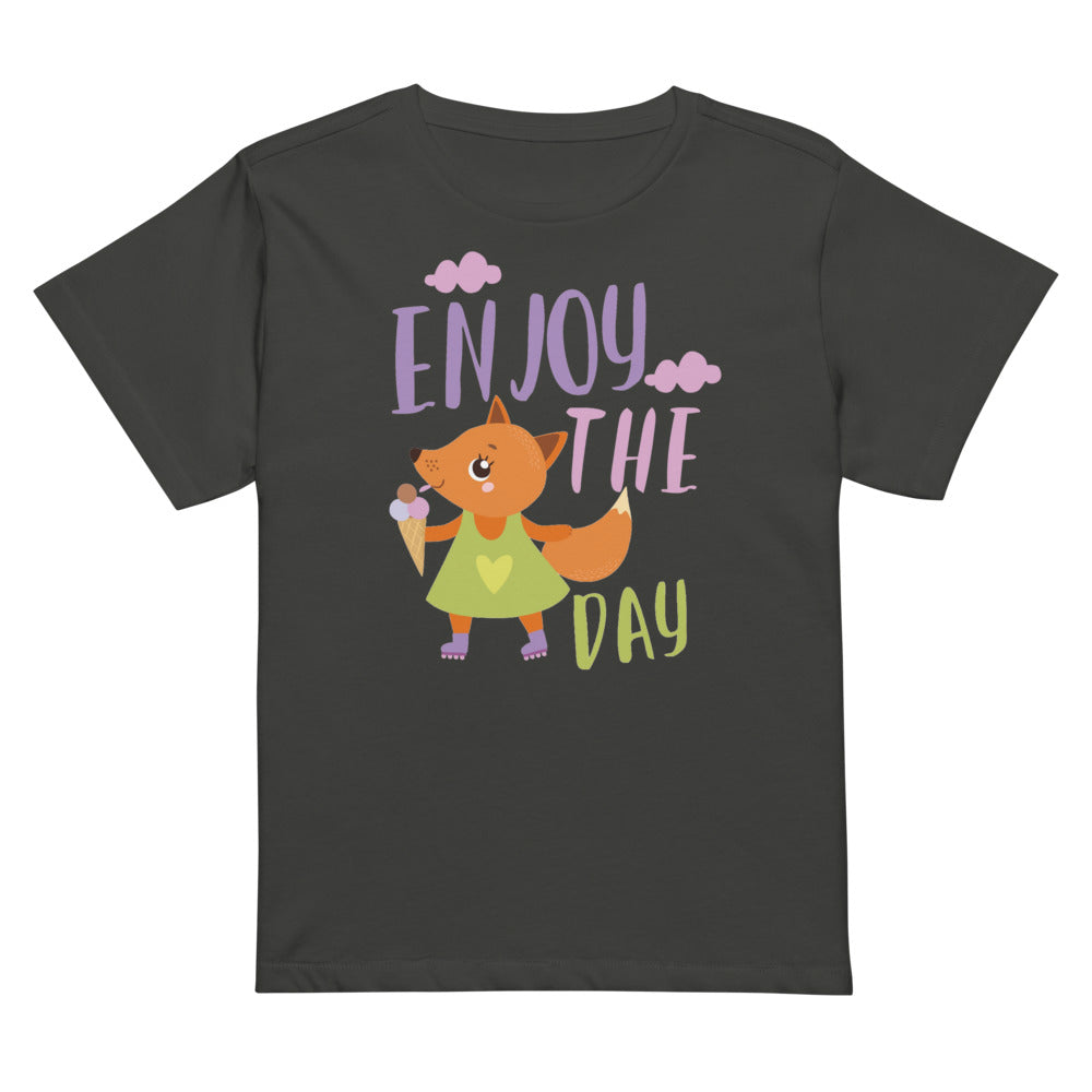 Orange fox - Ẹnoy the day | Women's High-Waisted Tee | Cotton Heritage OW1086