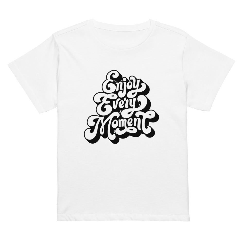 Enjoy every moments white | Women's High-Waisted Tee | Cotton Heritage OW1086