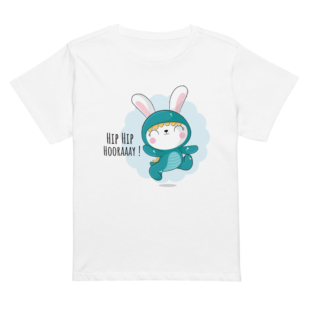 Green rabbit - HIP HIP HOORAAAY | Women's High-Waisted Tee | Cotton Heritage OW1086