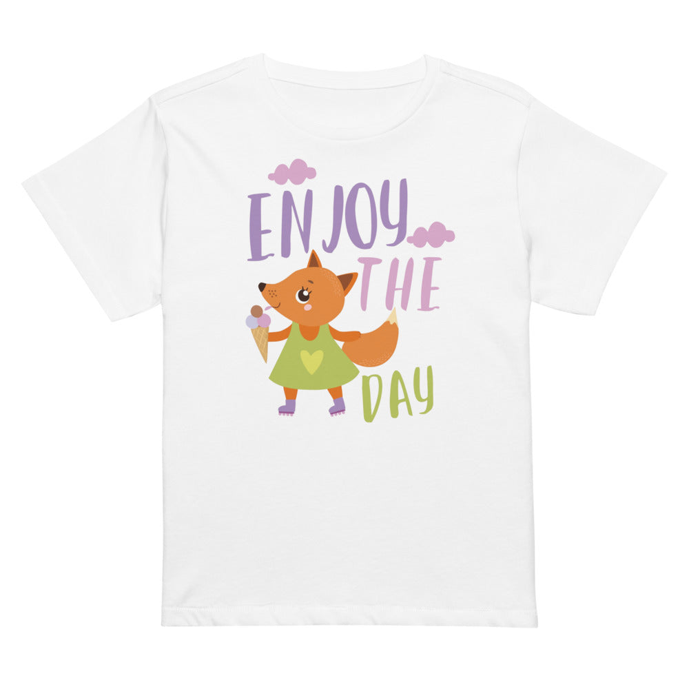 Orange fox - Ẹnoy the day | Women's High-Waisted Tee | Cotton Heritage OW1086