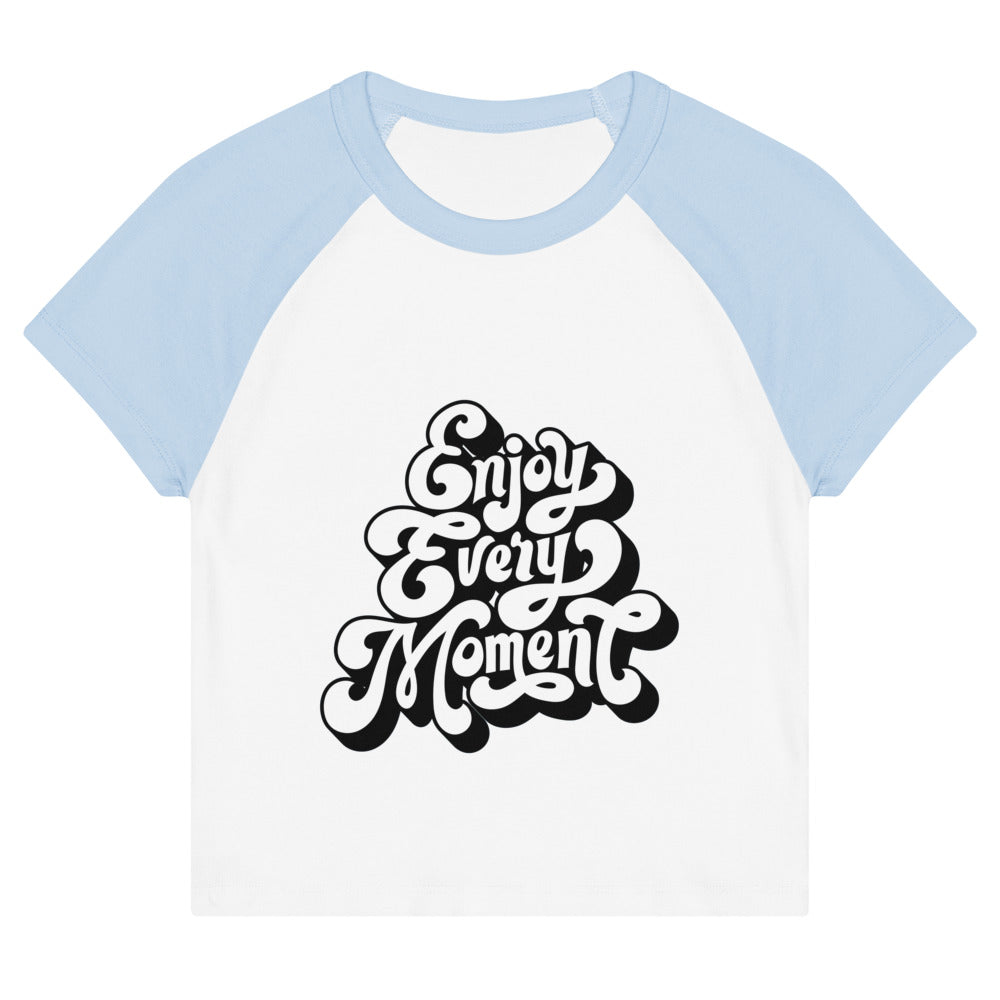 Enjoy every moments white | Women's Micro Rib Raglan Baby Tee | Bella + Canvas 1201