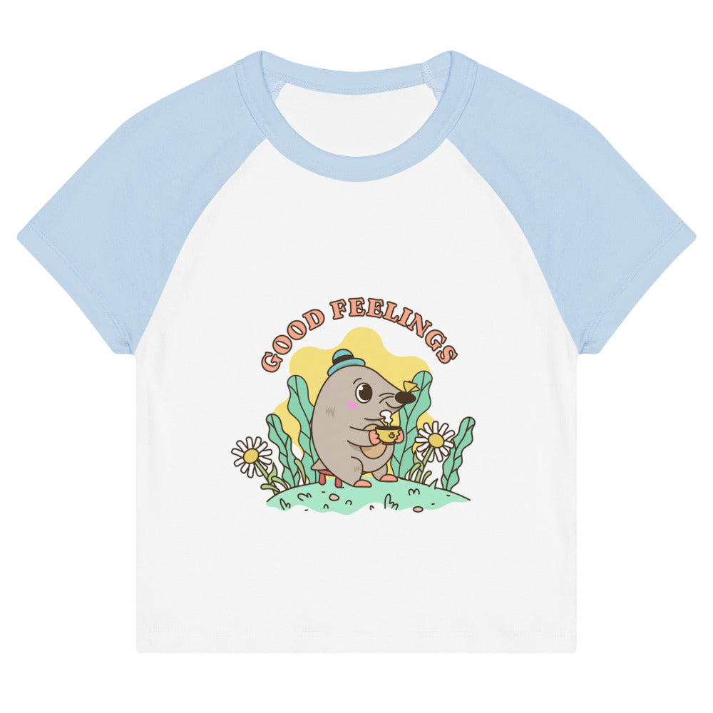 Good feelings | Women's Micro Rib Raglan Baby Tee | Bella + Canvas 1201