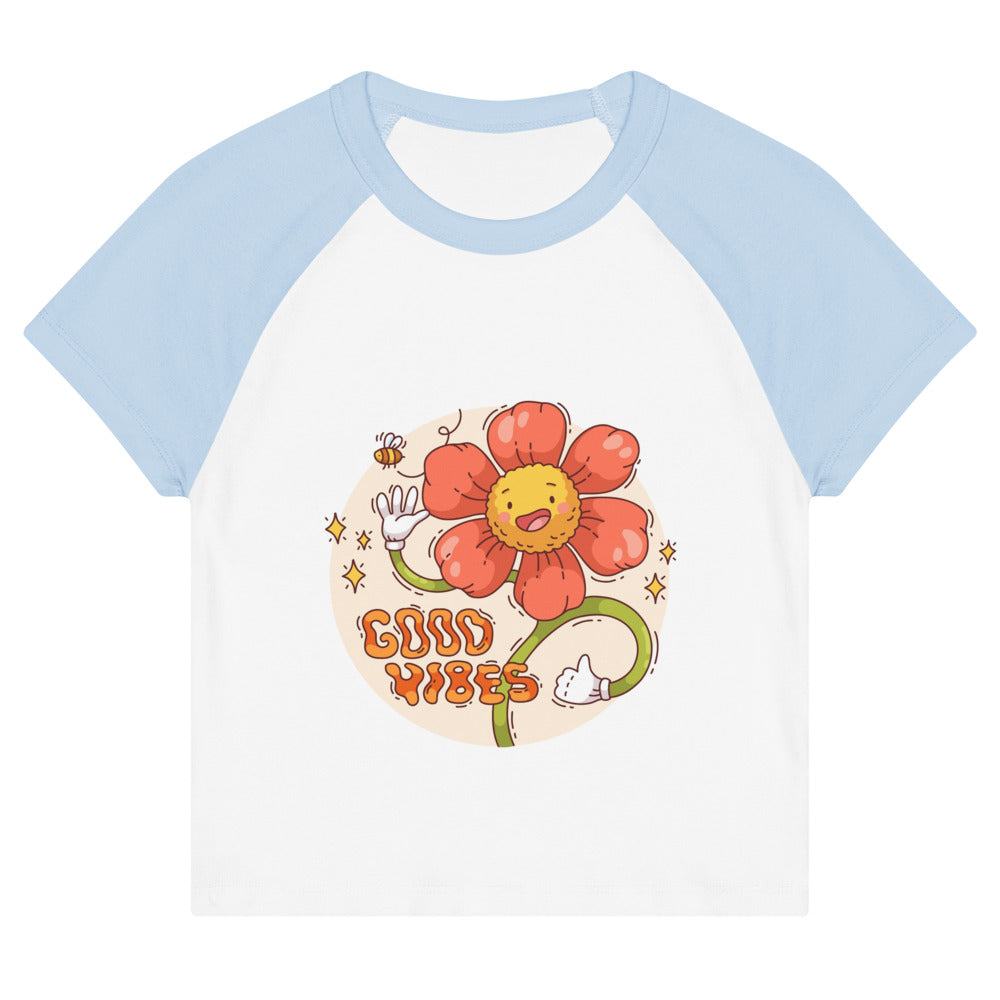 Good vides | Women's Micro Rib Raglan Baby Tee | Bella + Canvas 1201