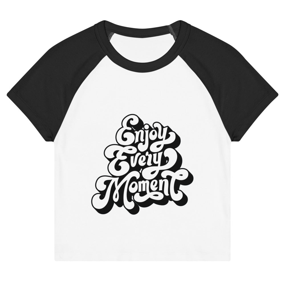 Enjoy every moments white | Women's Micro Rib Raglan Baby Tee | Bella + Canvas 1201
