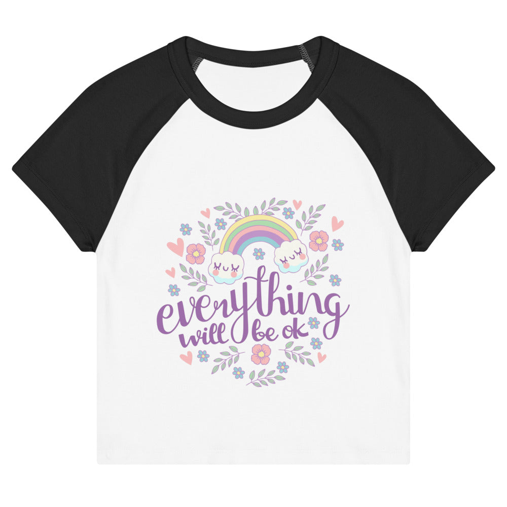 Rainbow - Everything will be ok | Women's Micro Rib Raglan Baby Tee | Bella + Canvas 1201