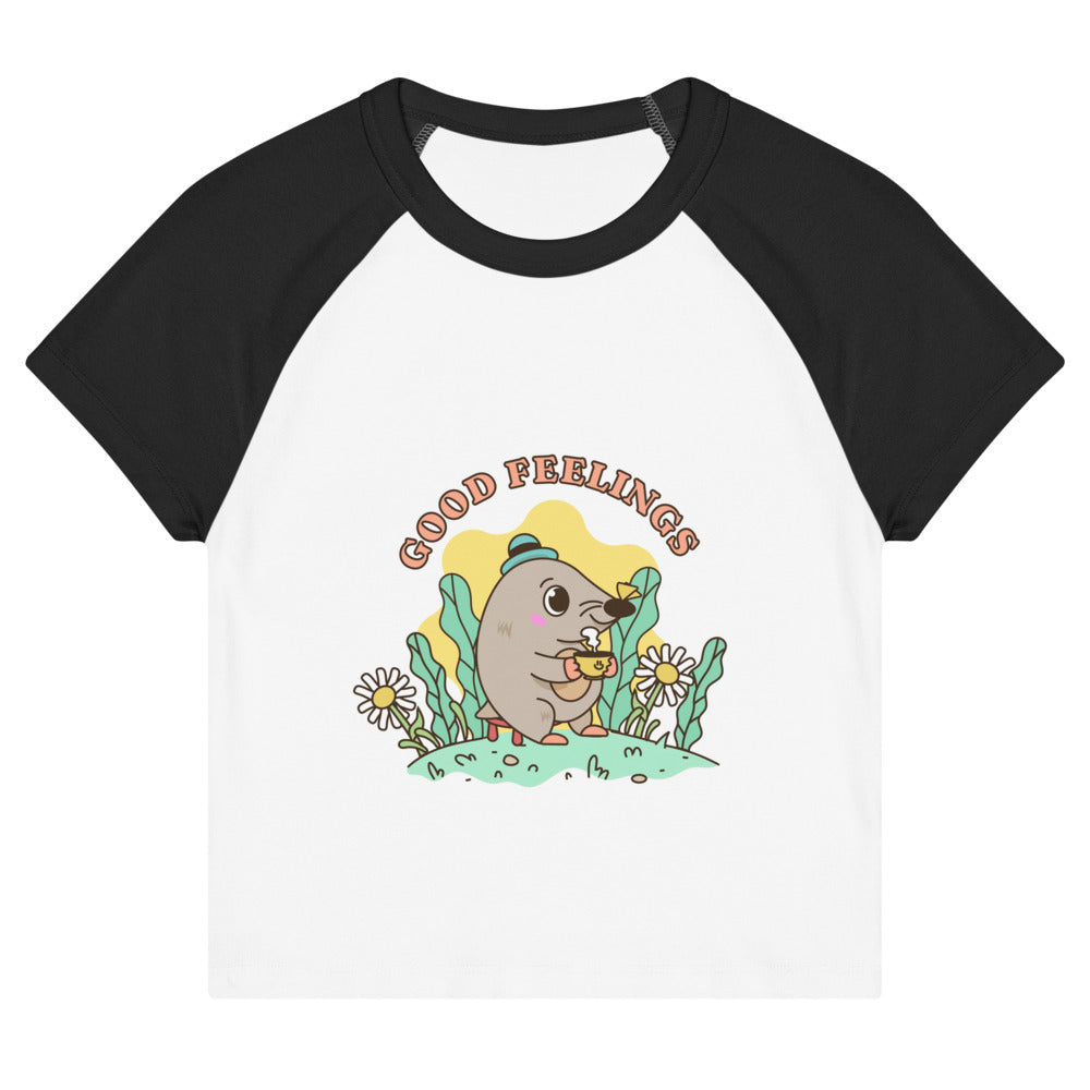 Good feelings | Women's Micro Rib Raglan Baby Tee | Bella + Canvas 1201