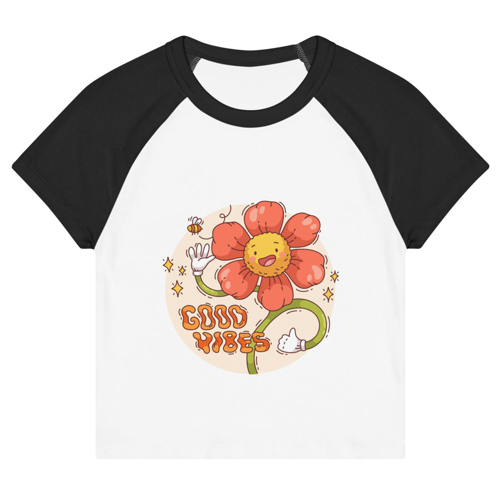 Good vides | Women's Micro Rib Raglan Baby Tee | Bella + Canvas 1201