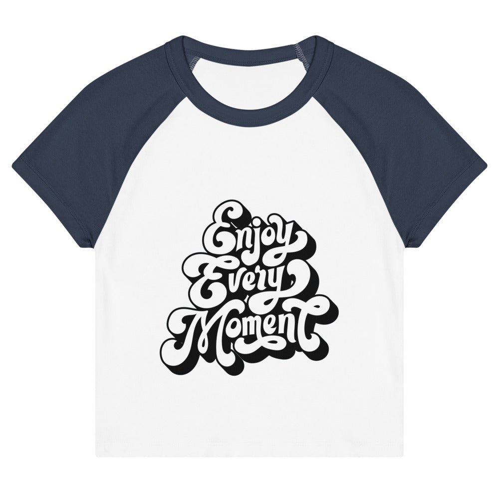 Enjoy every moments white | Women's Micro Rib Raglan Baby Tee | Bella + Canvas 1201