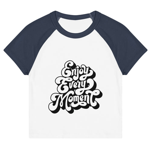 Enjoy every moments white | Women's Micro Rib Raglan Baby Tee | Bella + Canvas 1201