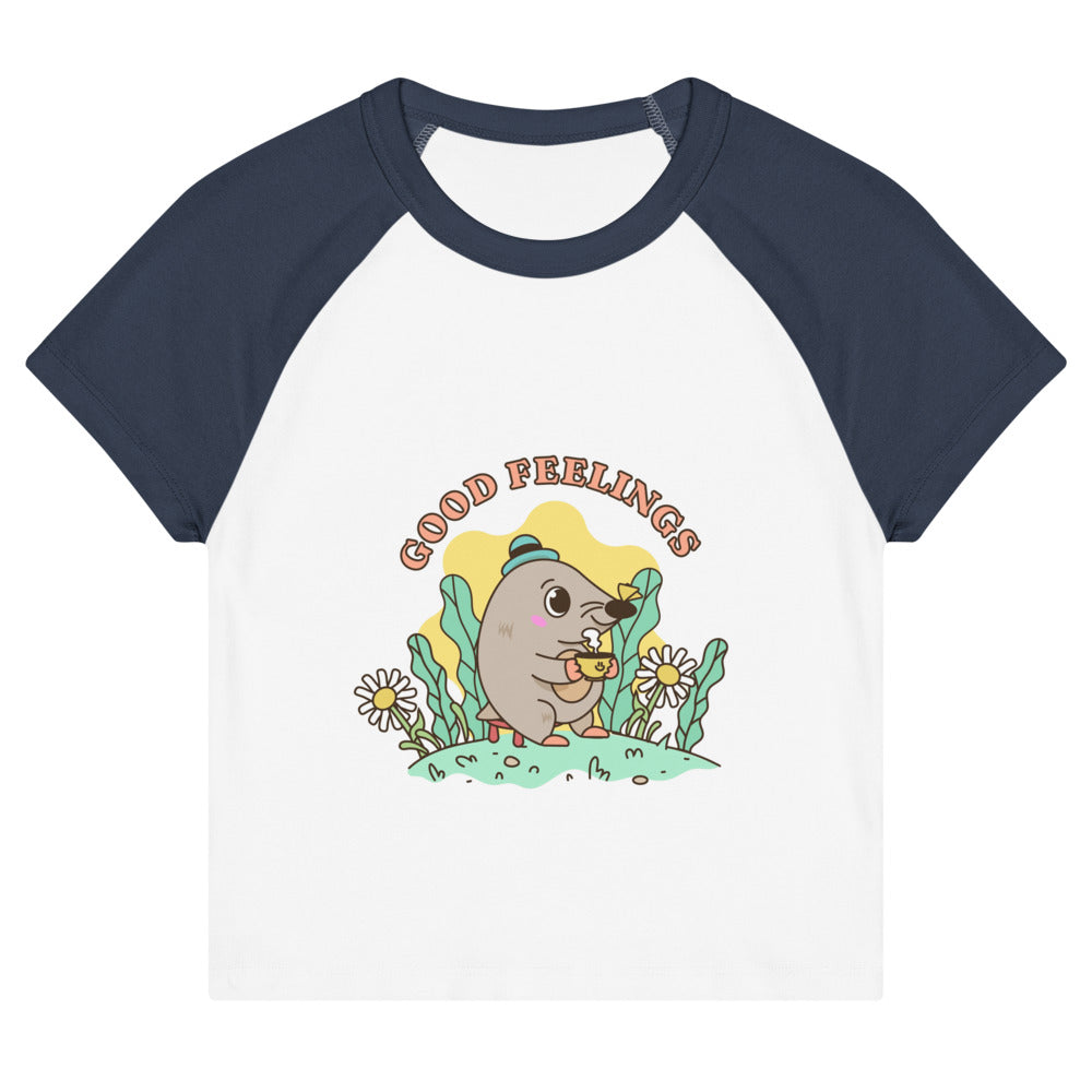Good feelings | Women's Micro Rib Raglan Baby Tee | Bella + Canvas 1201
