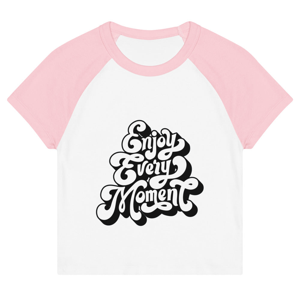 Enjoy every moments white | Women's Micro Rib Raglan Baby Tee | Bella + Canvas 1201