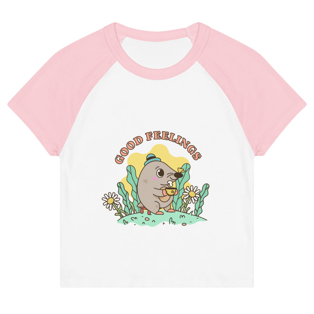 Good feelings | Women's Micro Rib Raglan Baby Tee | Bella + Canvas 1201