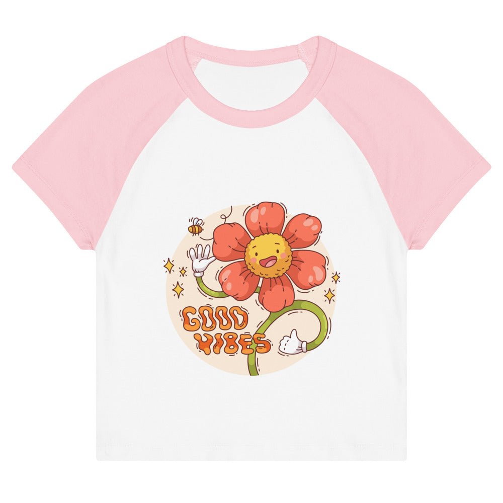 Good vides | Women's Micro Rib Raglan Baby Tee | Bella + Canvas 1201