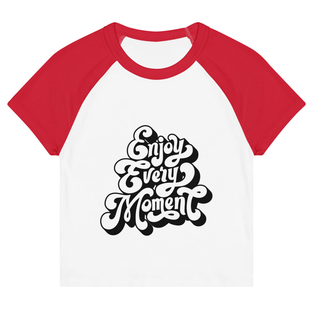 Enjoy every moments white | Women's Micro Rib Raglan Baby Tee | Bella + Canvas 1201