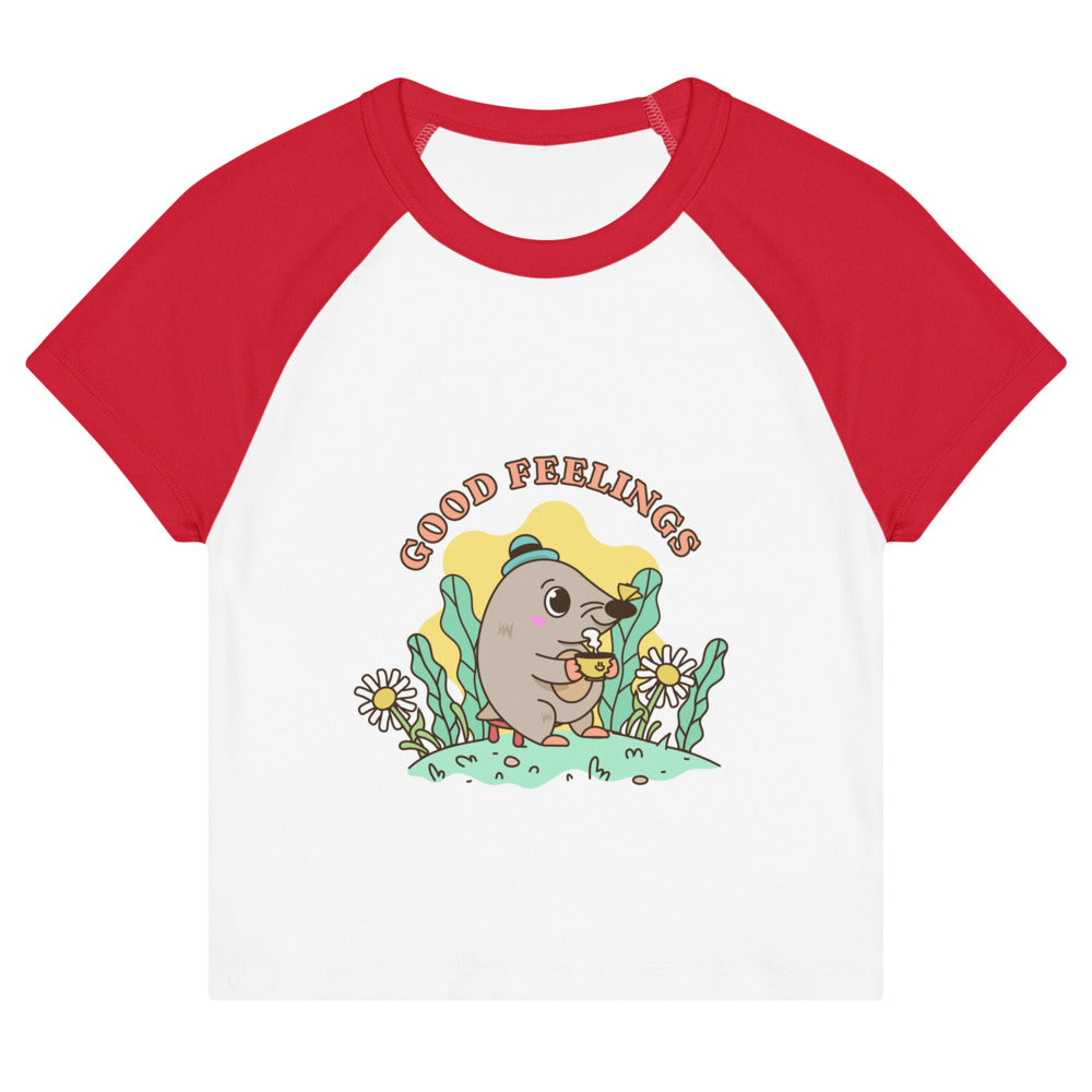 Good feelings | Women's Micro Rib Raglan Baby Tee | Bella + Canvas 1201