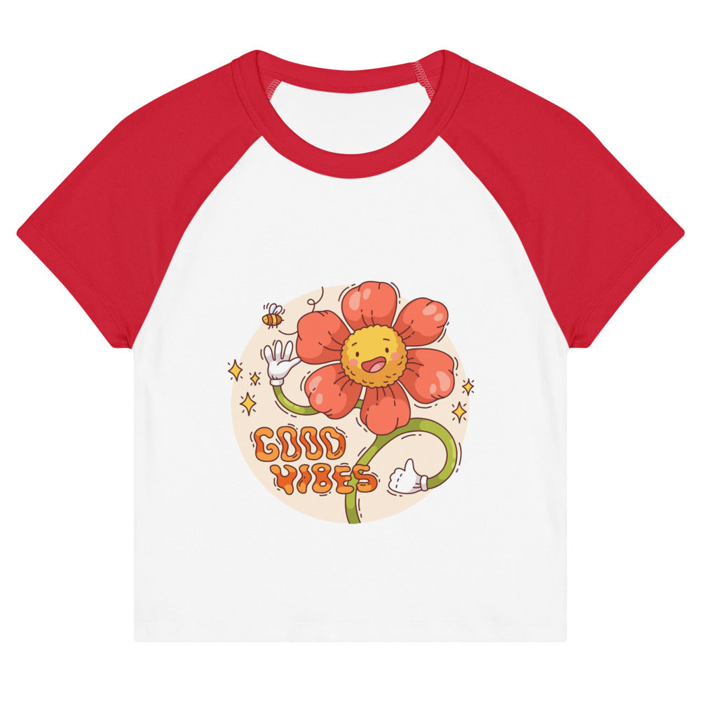 Good vides | Women's Micro Rib Raglan Baby Tee | Bella + Canvas 1201