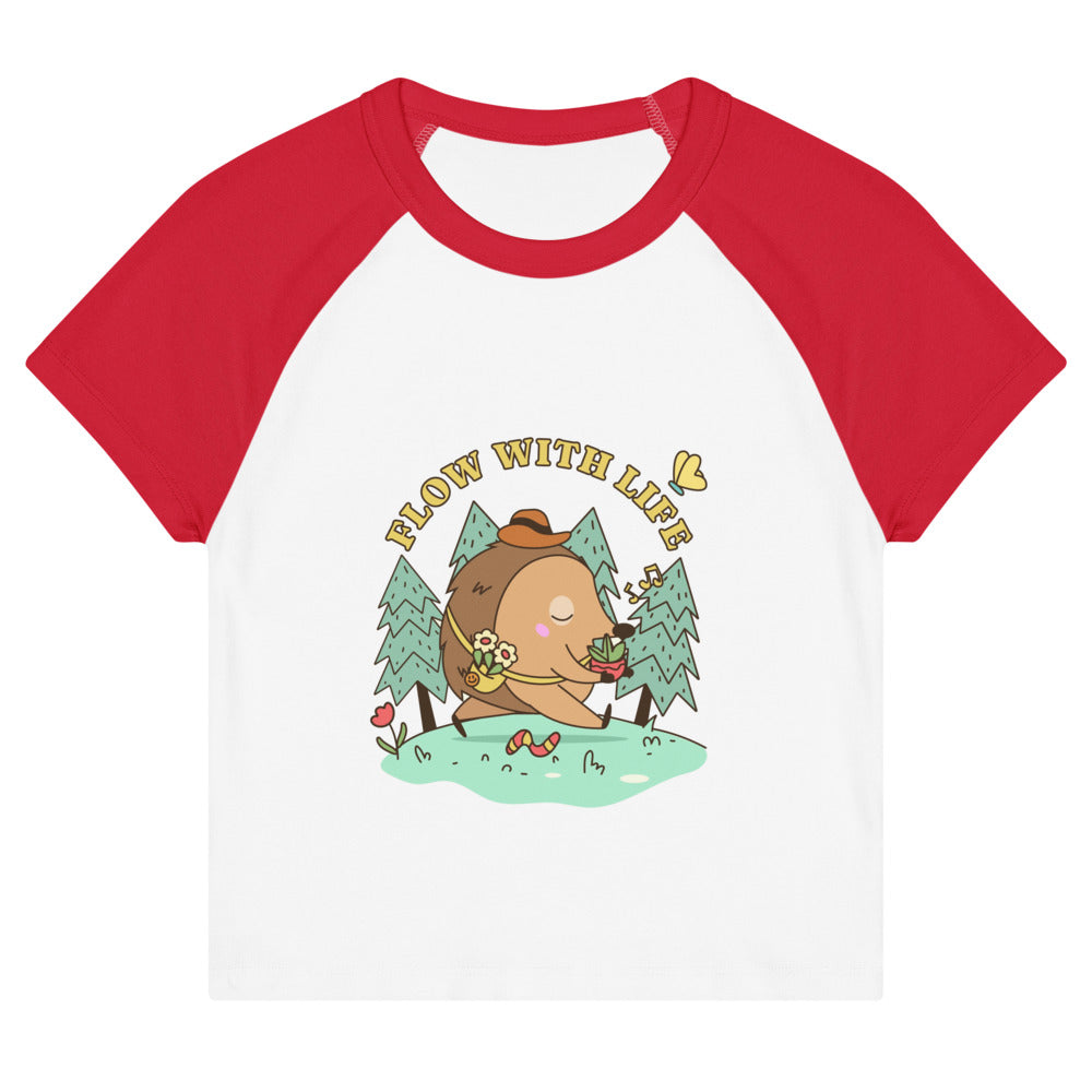 Flow with life | Women's Micro Rib Raglan Baby Tee | Bella + Canvas 1201