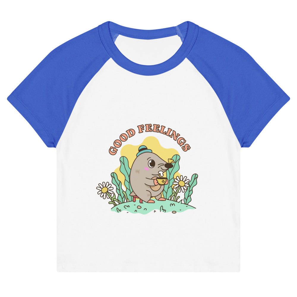 Good feelings | Women's Micro Rib Raglan Baby Tee | Bella + Canvas 1201