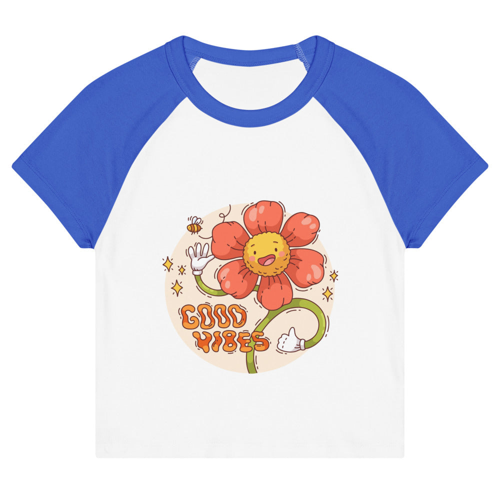 Good vides | Women's Micro Rib Raglan Baby Tee | Bella + Canvas 1201