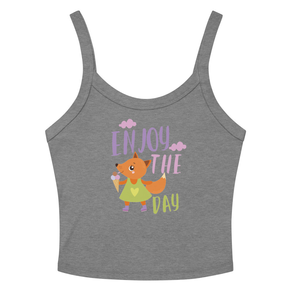 Orange fox - Ẹnoy the day | Women's Micro-Rib Tank Top | Bella Canvas 1012