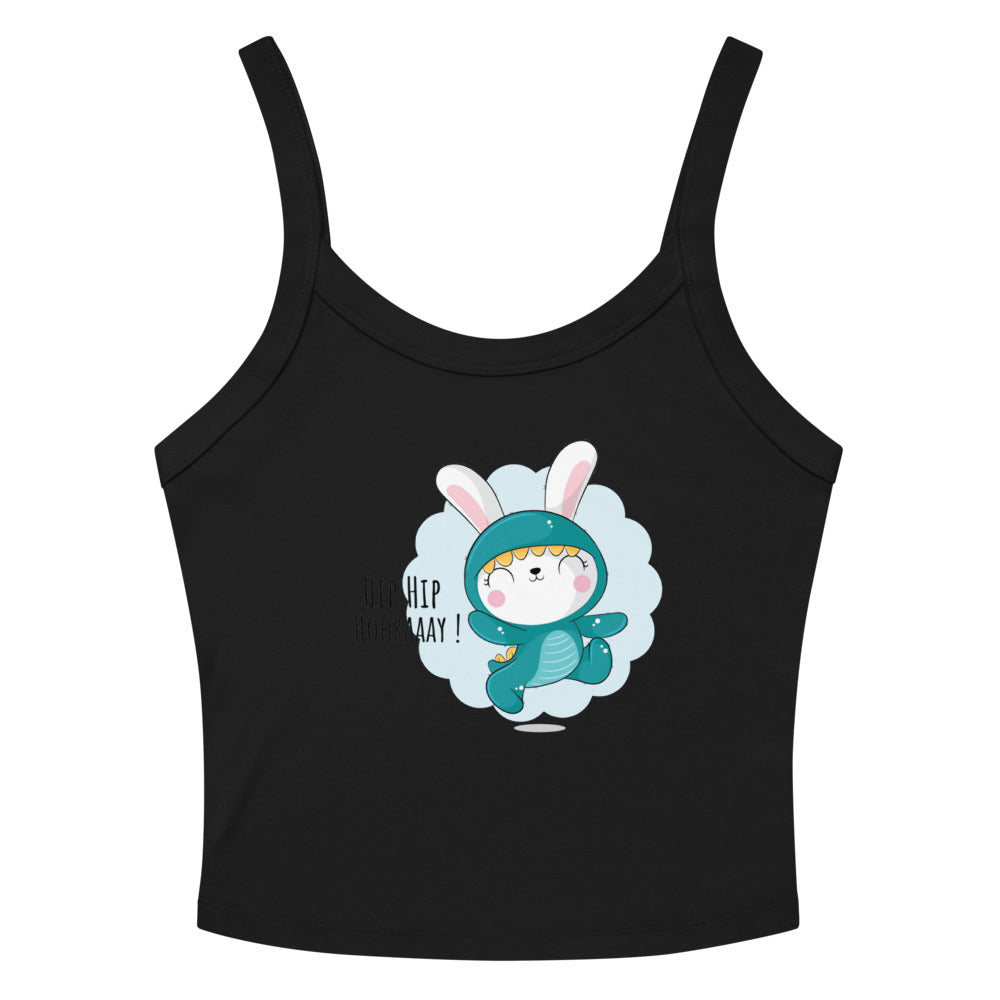 Green rabbit - HIP HIP HOORAAAY | Women's Micro-Rib Tank Top | Bella Canvas 1012