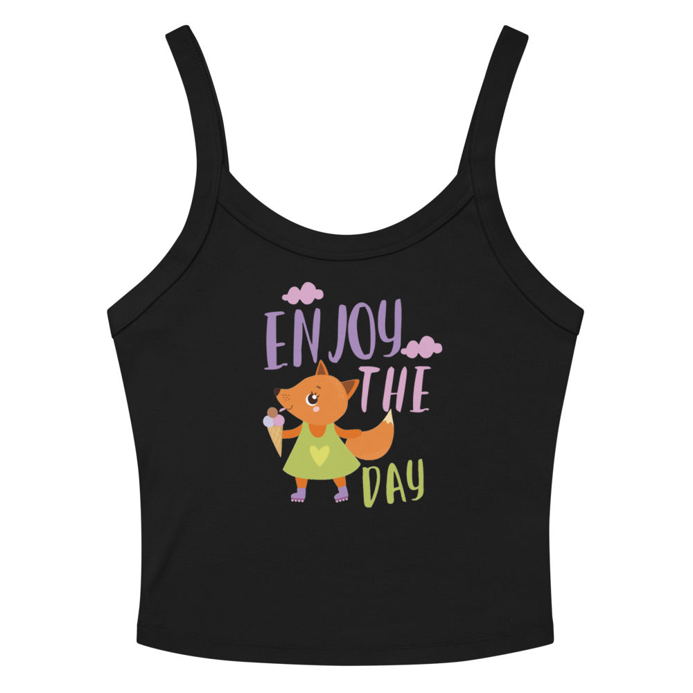 Orange fox - Ẹnoy the day | Women's Micro-Rib Tank Top | Bella Canvas 1012