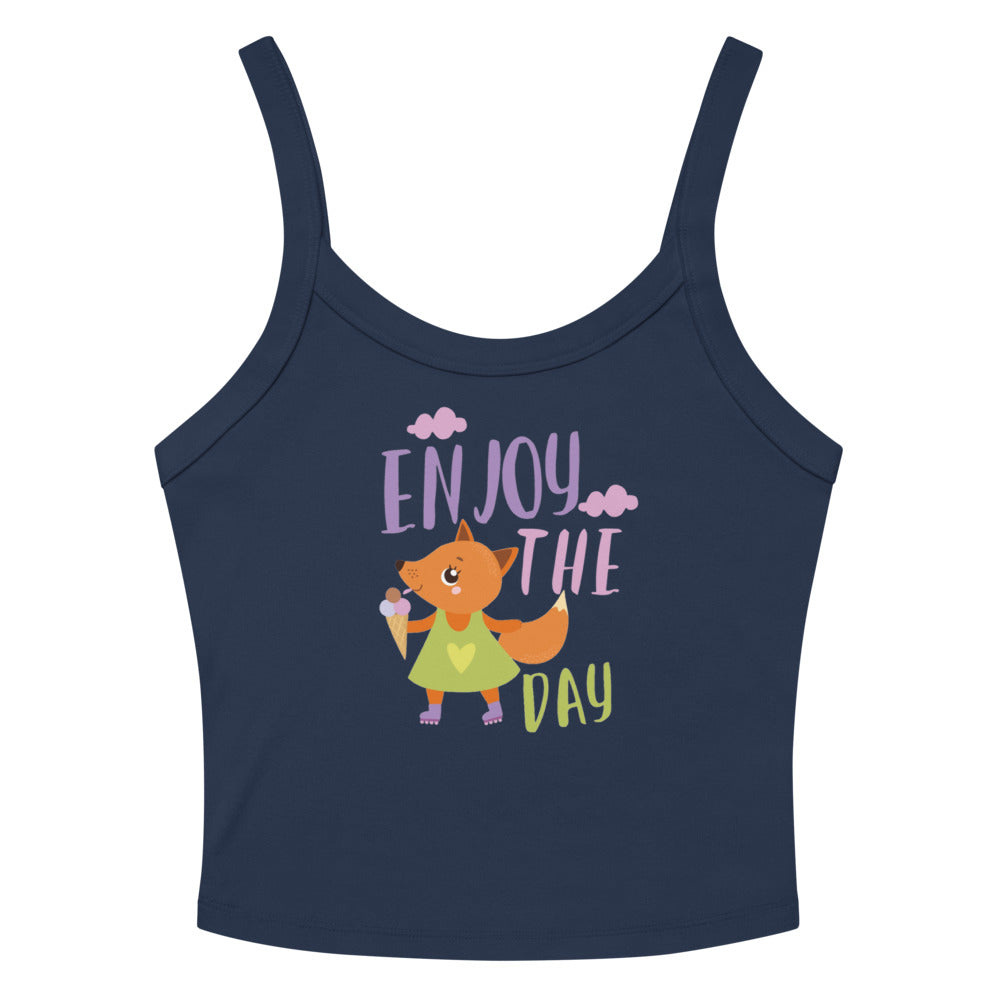 Orange fox - Ẹnoy the day | Women's Micro-Rib Tank Top | Bella Canvas 1012