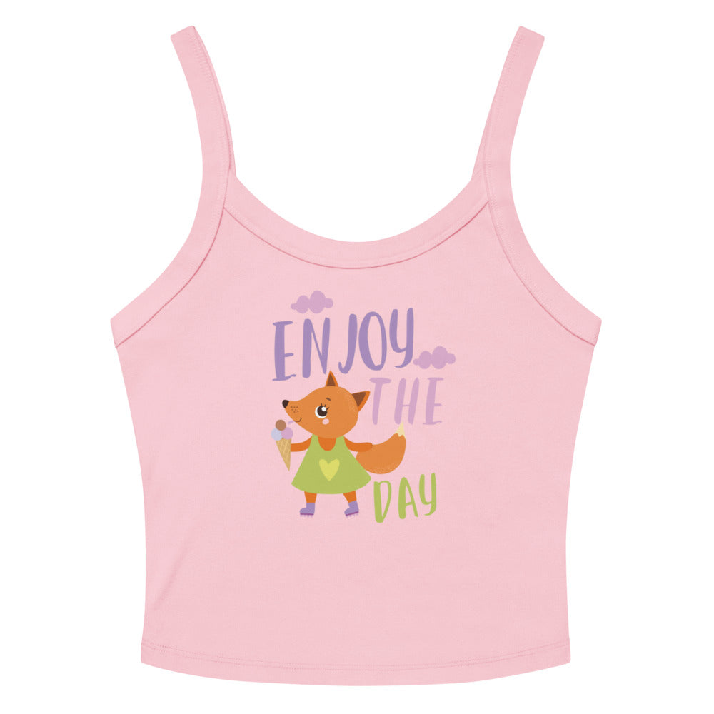 Orange fox - Ẹnoy the day | Women's Micro-Rib Tank Top | Bella Canvas 1012