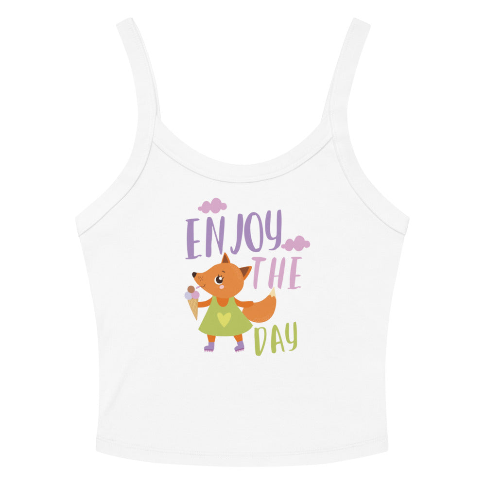 Orange fox - Ẹnoy the day | Women's Micro-Rib Tank Top | Bella Canvas 1012