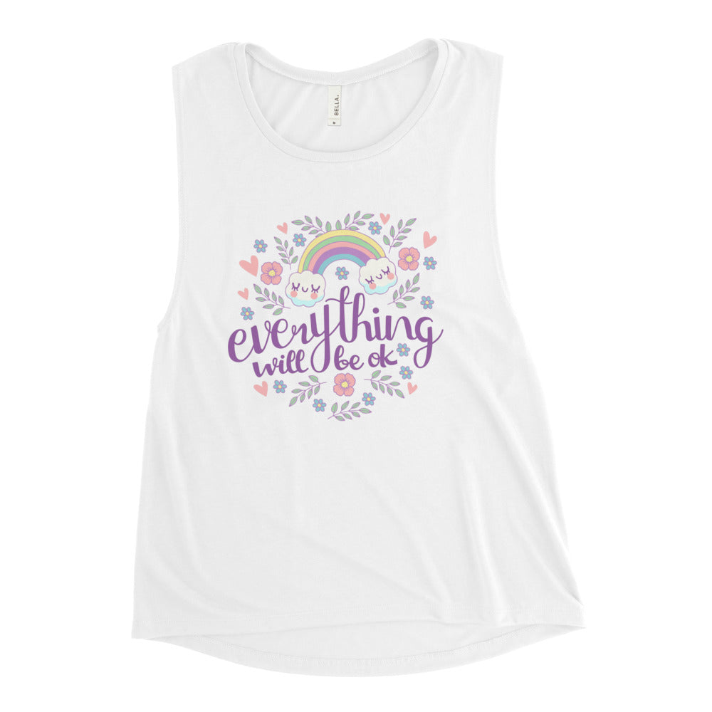 Rainbow - Everything will be ok | Women's Muscle Tank | Bella + Canvas 8803