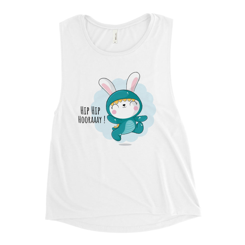 Green rabbit - HIP HIP HOORAAAY | Women's Muscle Tank | Bella + Canvas 8803