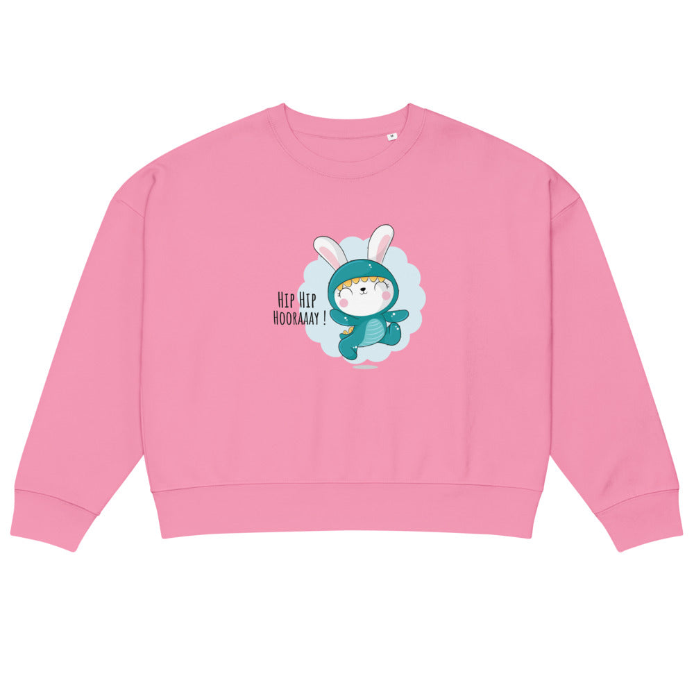Green rabbit - HIP HIP HOORAAAY | Women's Organic Crew Neck Stella Alma Sweatshirt | Stanley/Stella SASW036
