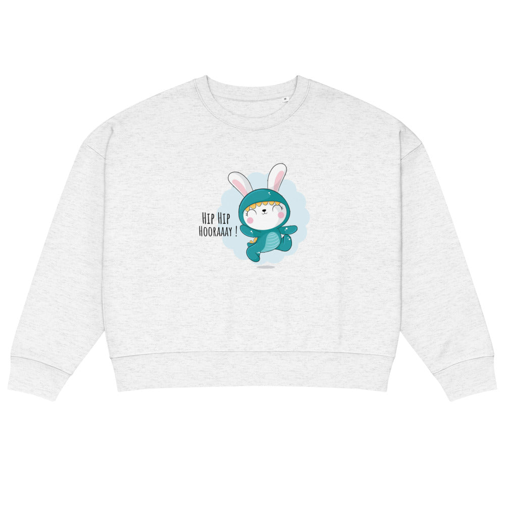 Green rabbit - HIP HIP HOORAAAY | Women's Organic Crew Neck Stella Alma Sweatshirt | Stanley/Stella SASW036