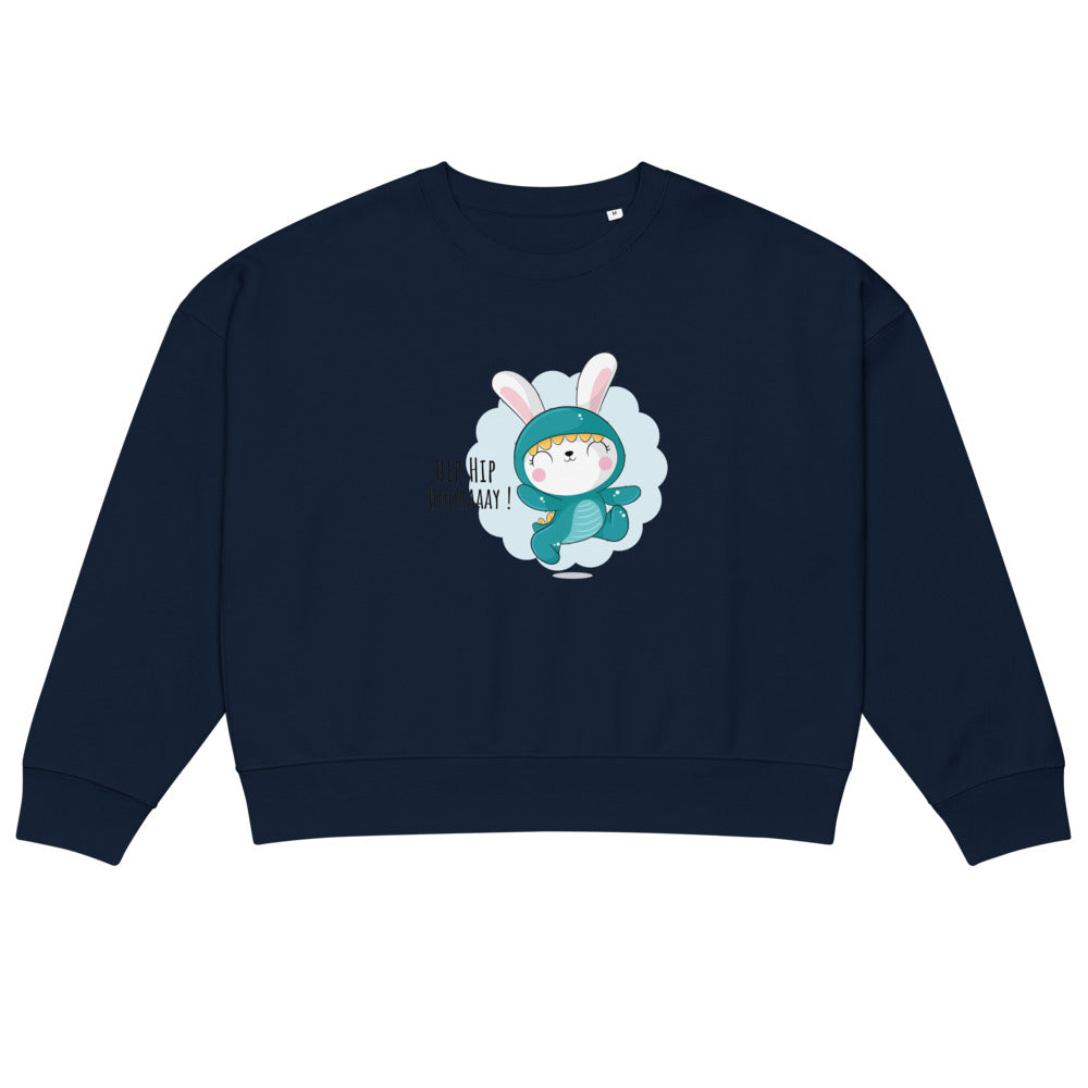 Green rabbit - HIP HIP HOORAAAY | Women's Organic Crew Neck Stella Alma Sweatshirt | Stanley/Stella SASW036