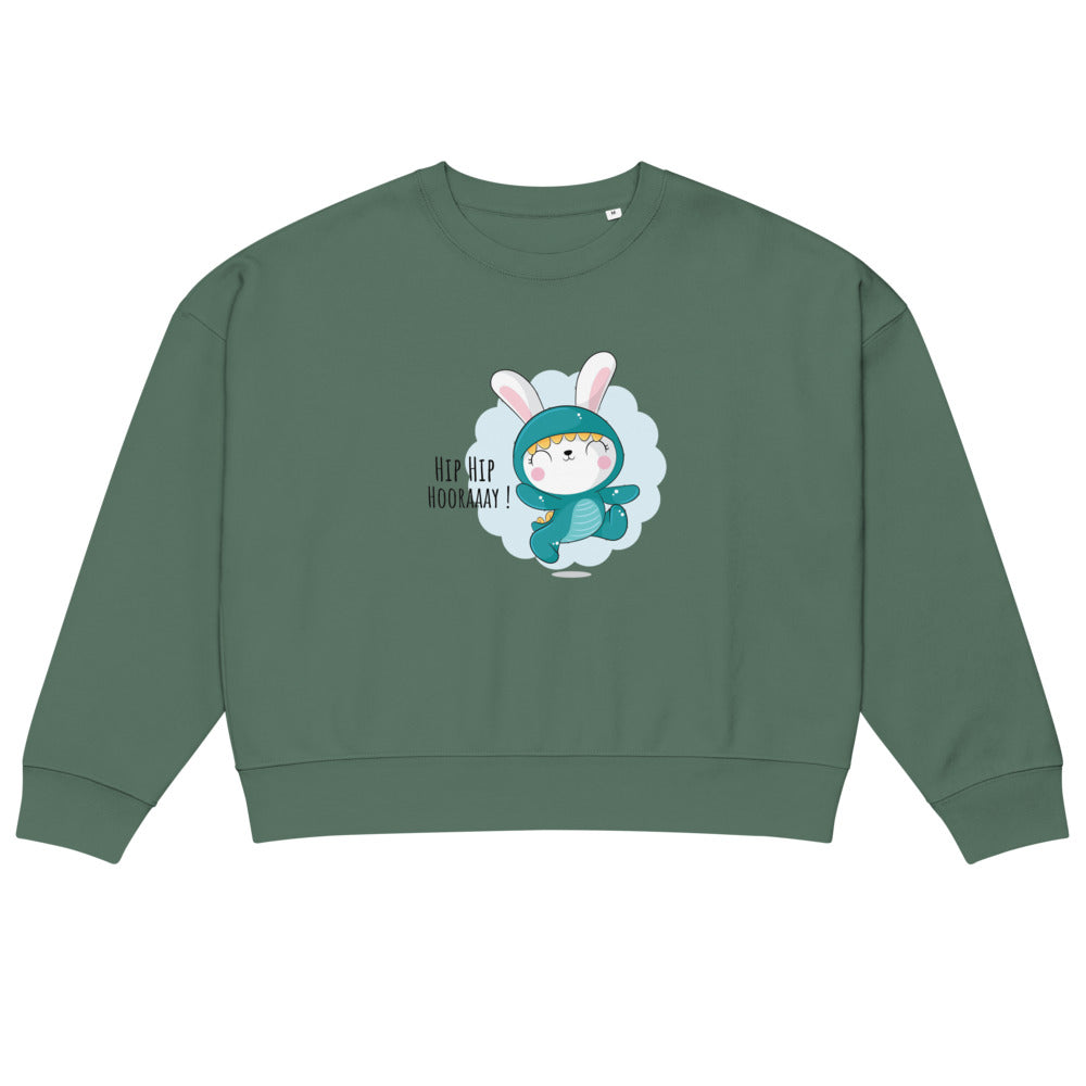 Green rabbit - HIP HIP HOORAAAY | Women's Organic Crew Neck Stella Alma Sweatshirt | Stanley/Stella SASW036