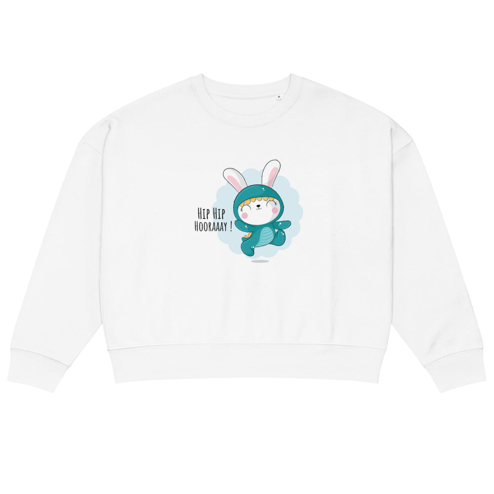 Green rabbit - HIP HIP HOORAAAY | Women's Organic Crew Neck Stella Alma Sweatshirt | Stanley/Stella SASW036