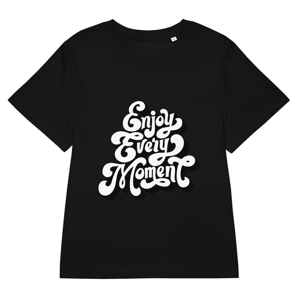 Enjoy every moments white | Women's Organic Ribbed Neck Stella Muser T-Shirt | Stanley/Stella SATW002