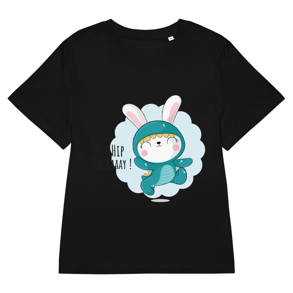 Green rabbit - HIP HIP HOORAAAY | Women's Organic Ribbed Neck Stella Muser T-Shirt | Stanley/Stella SATW002