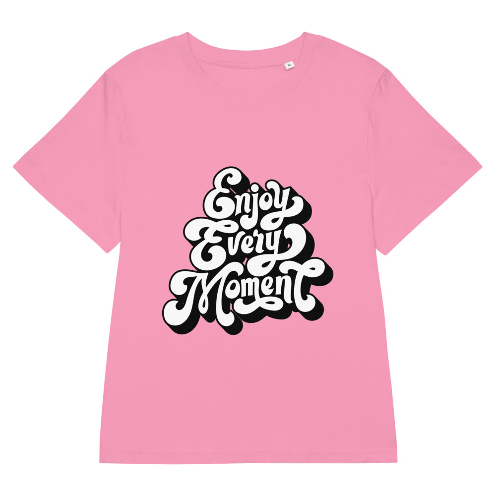 Enjoy every moments white | Women's Organic Ribbed Neck Stella Muser T-Shirt | Stanley/Stella SATW002